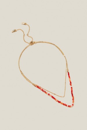 Cotton On 2Pk Beaded Necklace Women's Jewellery Gold | EX0xYIHPUKl