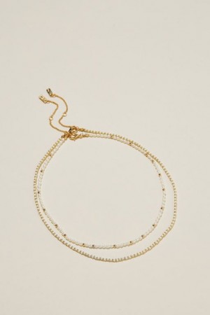 Cotton On 2Pk Beaded Necklace Women's Jewellery Gold | wt478hmnEIV