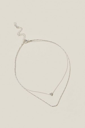 Cotton On 2Pk Fine Chain Necklace Women's Jewellery Silver | CwecRqnPCqD