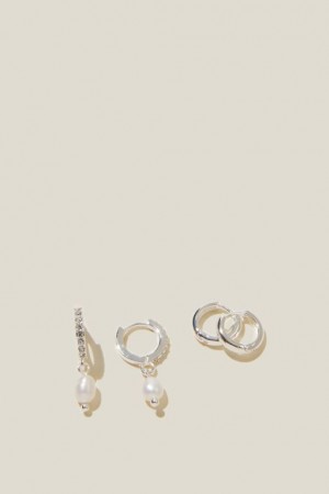 Cotton On 2Pk Mid Earring Women's Jewellery Silver | ts9AGLdX07G