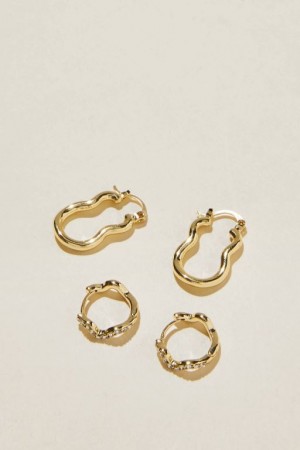Cotton On 2Pk Mid Earring Women's Jewellery Gold | km2ARXopTKF