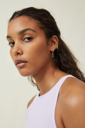 Cotton On 2Pk Mid Earring Women's Jewellery Gold Turquoise Grey | zjWXcg7SNjx