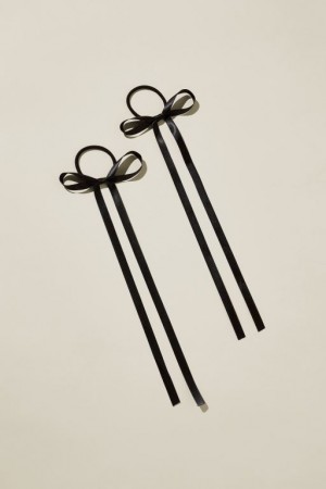 Cotton On 2Pk Poppy Hair Bows Women's Hair Accessories Black | o7TVHhlHVAP