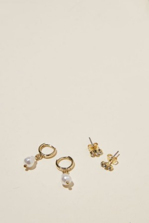 Cotton On 2Pk Small Earring Women's Jewellery Gold | sJ32BmDjE33