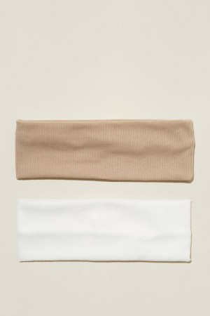 Cotton On 2Pk Soft Headband Women's Hair Accessories White / Grey Brown | vIg7M5ZDeNI