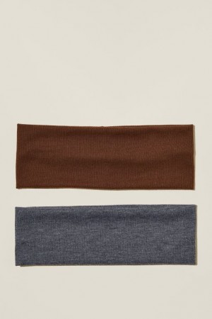 Cotton On 2Pk Soft Headband Women's Hair Accessories Grey | o3IkpECWM9a