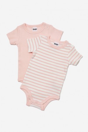 Cotton On 2 Pack Essentials Short Sleeve Bubbysuit Baby Rompers Pinky | inTugTKExOt