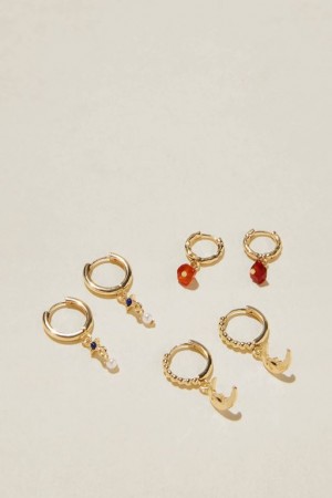 Cotton On 3Pk Mid Earring Women's Jewellery Gold | KdZVrhdz9WY