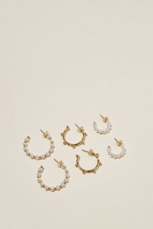 Cotton On 3Pk Mid Earring Women's Jewellery Gold | lfPihX6hVxD
