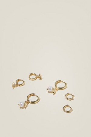Cotton On 3Pk Mid Earring Women's Jewellery Gold | pp6PwMj79cE