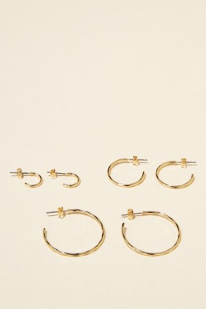 Cotton On 3Pk Mid Earring Women's Jewellery Gold | 1VoCSKusZsP