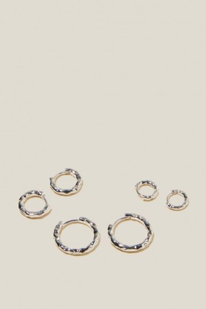 Cotton On 3Pk Mid Earring Women's Jewellery Silver | 4q7BVNT6m4B