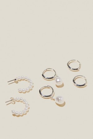 Cotton On 3Pk Mid Earring Women's Jewellery Silver | bbnUh9F8Ga9