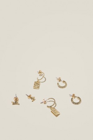 Cotton On 3Pk Small Earring Women's Jewellery Gold | TJaO3Rg6fGC