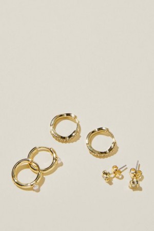 Cotton On 3Pk Small Earring Women's Jewellery Gold | hi2mCd0OU3u