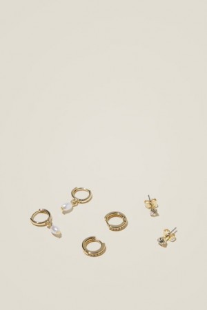 Cotton On 3Pk Small Earring Women's Jewellery Gold | fRl6XBXCptB