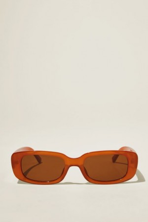 Cotton On Abby Rectangle Women's Sunglasses Amber | y3WutSO0amI