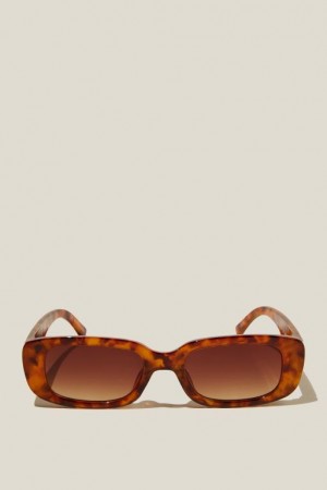Cotton On Abby Rectangle Women's Sunglasses Sepia | O2SSlRvoRyD
