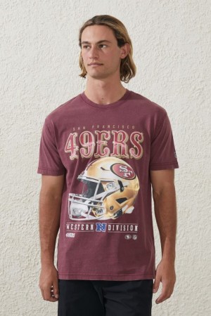 Cotton On Active Nfl Oversized Men's Graphic T-Shirts Burgundy | iIjzDVvXFdM