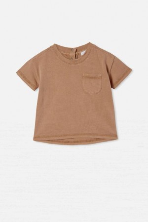 Cotton On Alfie Drop Shoulder Baby T Shirts Brown Wash | qjCDaNvsr0c