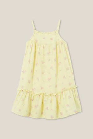 Cotton On Alice Sleeveless Girls' Dress Yellow | aURM8xY0z57