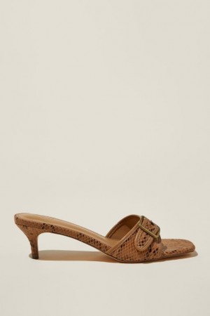Cotton On Amelia Buckle Mule Women's Heels Brown Snake | 0Fa5hvcfMjn