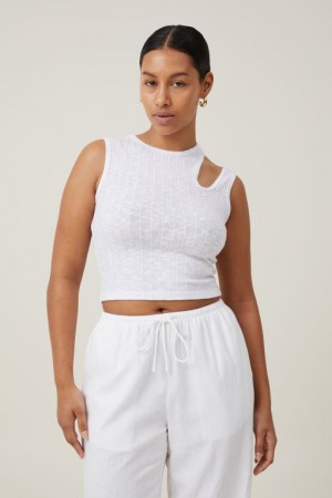 Cotton On Aria Cut Out Women's Tanks White | 8ptAujYW5zt