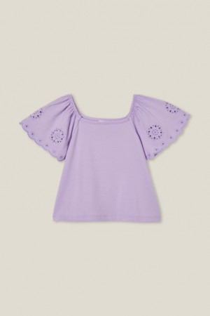 Cotton On Ava Short Sleeve Girls' T Shirts Purple | sA637PIDErF