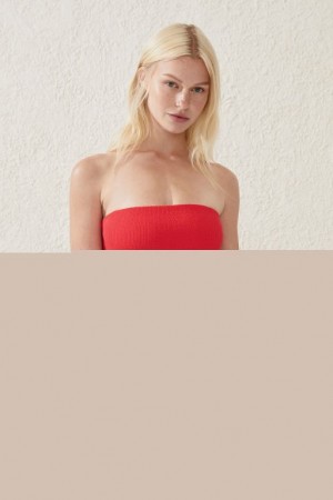 Cotton On Bandeau Women's Bikini Tops Red | KAnCQktP3NI