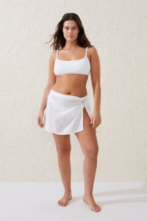 Cotton On Beach Sarong Mini Women's Skirt White | BmIFK8A6By9