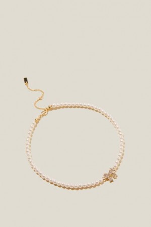 Cotton On Beaded Choker Necklace Women's Jewellery Gold | 42RqbUpmDVN