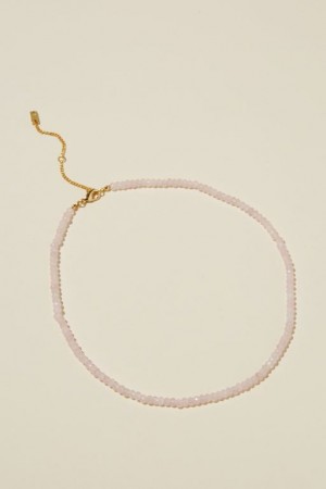 Cotton On Beaded Necklace Women's Jewellery Gold Rose | tFVJZKWNT3B