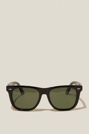 Cotton On Beckley Polarized Men's Sunglasses Black / Green | oYAlAJM5q5R