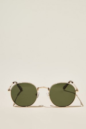 Cotton On Bellbrae Polarized Men's Sunglasses Gold / Green | C45EKuEY0MN