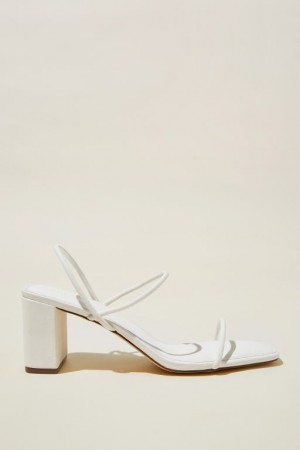 Cotton On Billy Tubular Slingback Block Women's Heels White | sA0LJKnOoKO