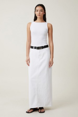 Cotton On Blake Denim Maxi Women's Skirt Whitehaven | UjITqCk1MzB
