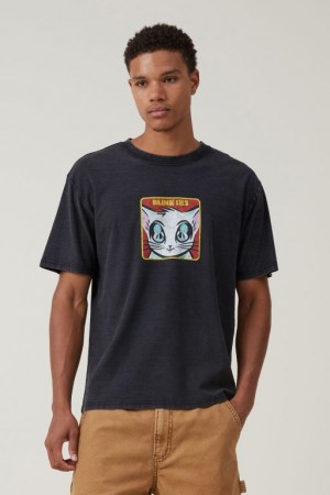 Cotton On Blink 182 Loose Fit Men's Graphic T-Shirts Black | ZnD2Hi8fY7C
