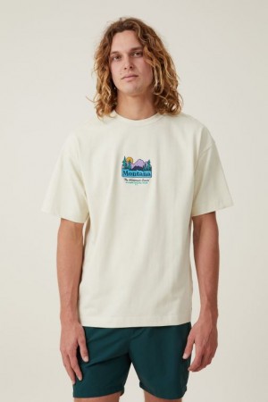 Cotton On Box Fit Men's Graphic T-Shirts Ecru | eHSrrmo8QZA