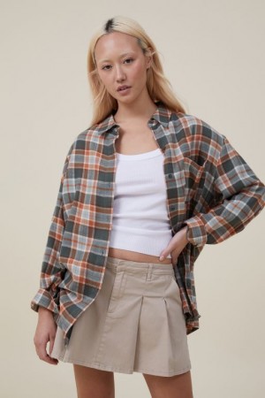 Cotton On Boyfriend Flannel Women's Shirts Linda | iFnckjRg46q