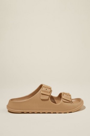 Cotton On Bronte Double Buckle Slide Women's Sandals Brown | cpgbviYPwLE