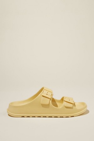 Cotton On Bronte Double Buckle Slide Women's Sandals Buttercup | ZVlOsrErgWl