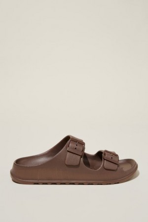 Cotton On Bronte Double Buckle Slide Women's Sandals Brown | qBnBgXHRhdL