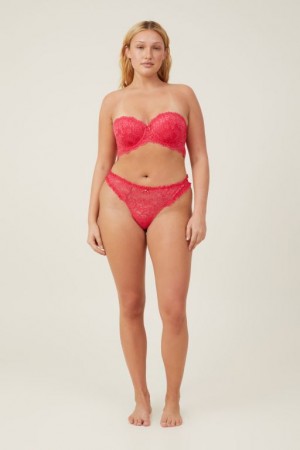 Cotton On Butterfly Lace Brief Women's Thong Rose Red | CkFgbcTo6kX