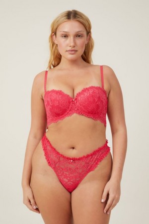 Cotton On Butterfly Lace Strapless Push Up2 Women's Bras Rose Red | eeuaJ8yh0lg