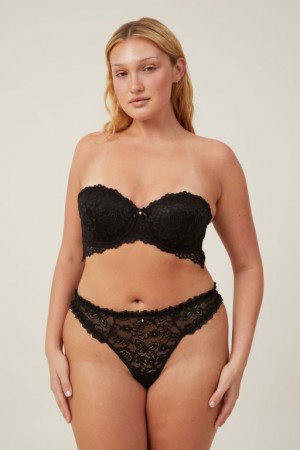 Cotton On Butterfly Lace Strapless Push Up2 Women's Bras Black | kHlrjTyMfeE
