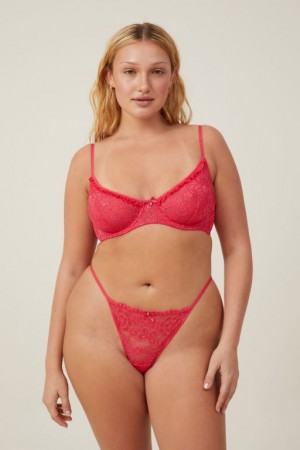 Cotton On Butterfly Lace Underwire Women's Bras Rose Red | zBOWgf0ghKb