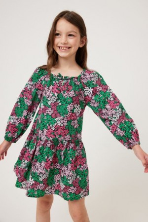 Cotton On Caitlin Long Sleeve Girls' Dress Phantom | z2Jiax1prEd