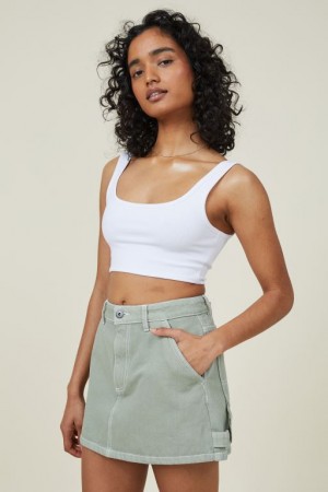 Cotton On Cargo Denim Low Rise Mini Women's Skirt Green | l8f6oj2d7f6