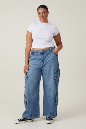 Cotton On Cargo Super Baggy Jean Women's Pants Blue | gakOqSx7wEj