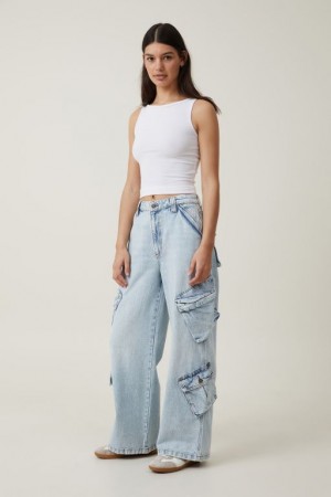 Cotton On Cargo Super Baggy Women's Jeans Blue | xXLjgcZfmoS
